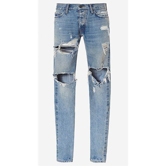 Men's Skinny Trousers Denim Pants Straight Jeans - Picture 1 of 2